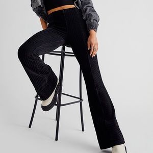 Free people black Slim Pull-On Velvet Flare Pants